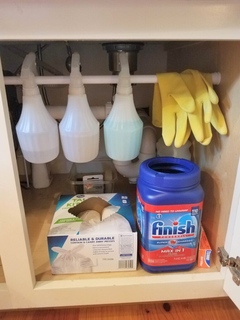 Organized cleaning bottles/tidybrownwren.com