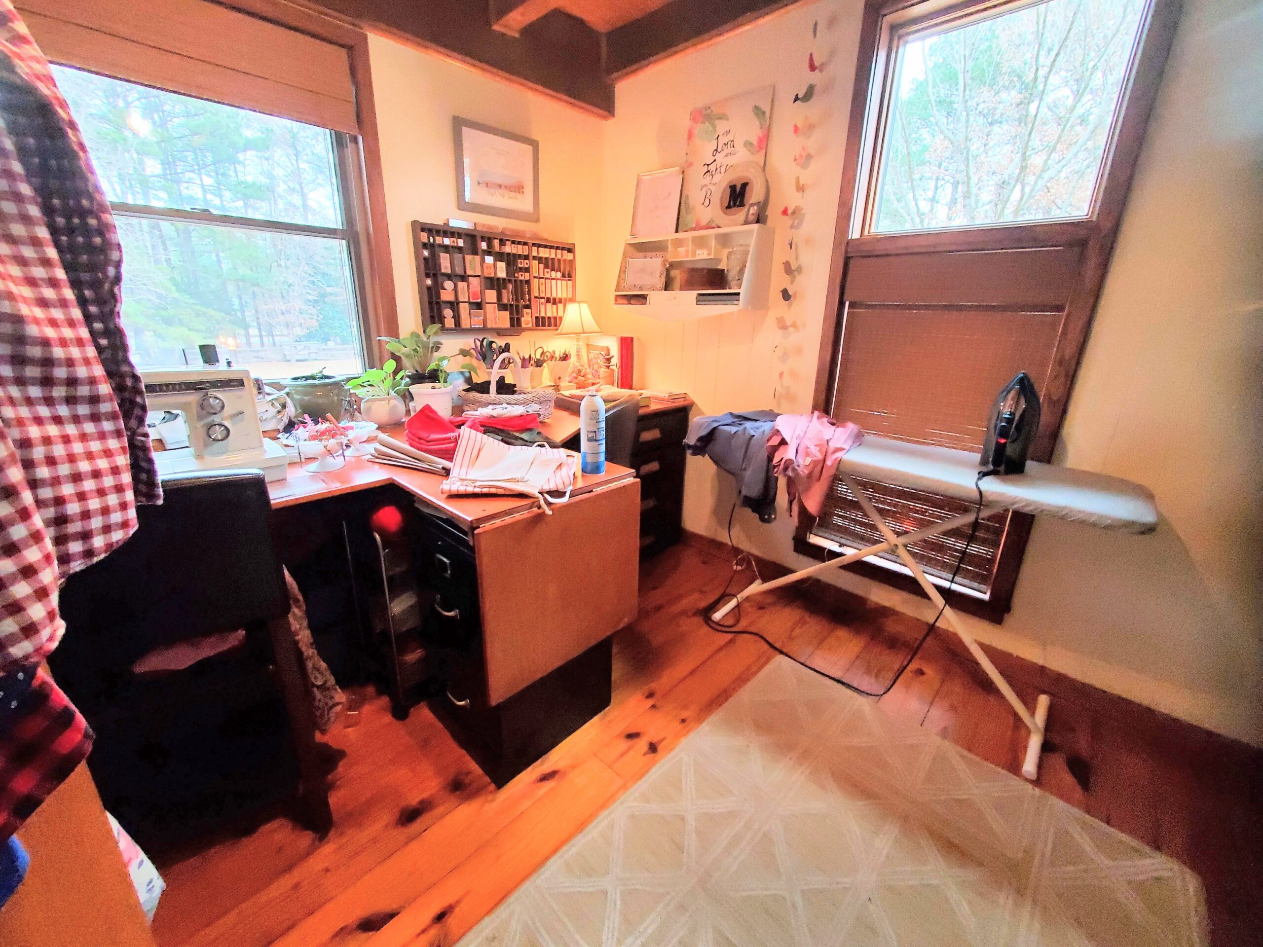 messy craft room view from doorway