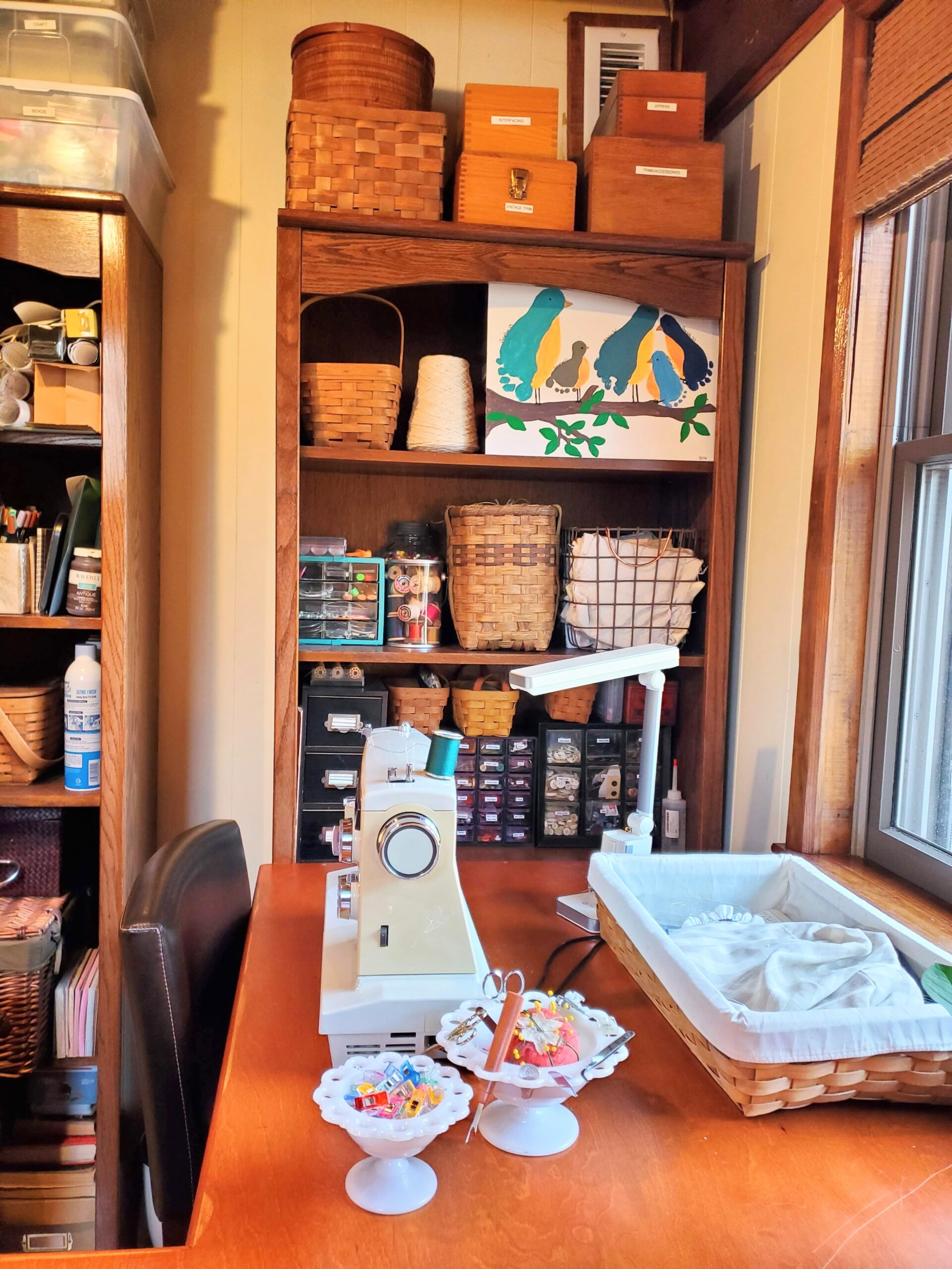 Bookcases in the sewing room